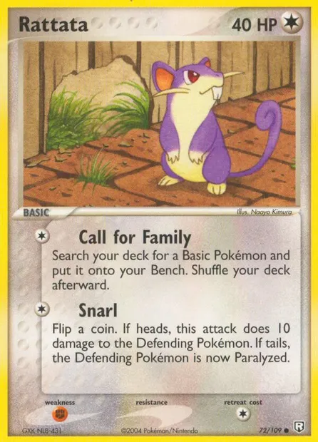 Rattata, carte Pokémon TRR 72 — extension Team Rocket Returns