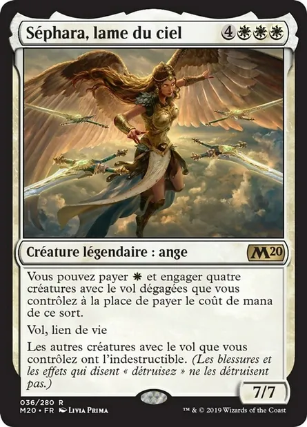 Séphara, lame du ciel, carte Magic M20 36 — extension Core Set 2020