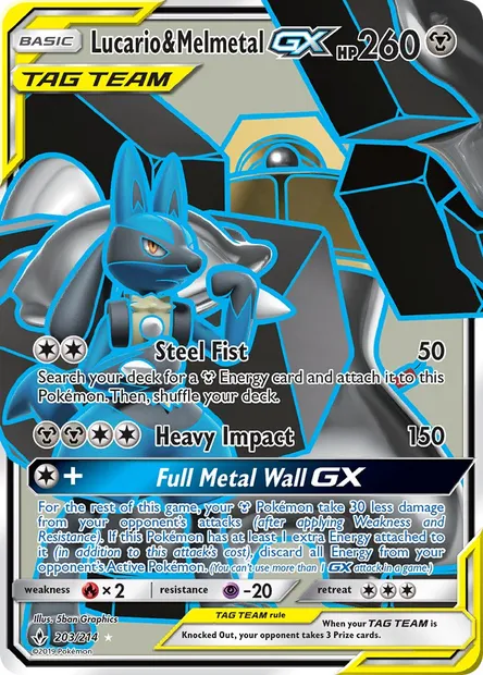 Lucario & Melmetal GX, Pokémon card UNB 203 — Unbroken Bonds set