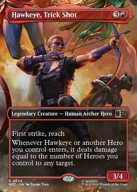 Hawkeye, Trick Shot, Magic card MSC 506 — Marvel Super Heroes Commander set