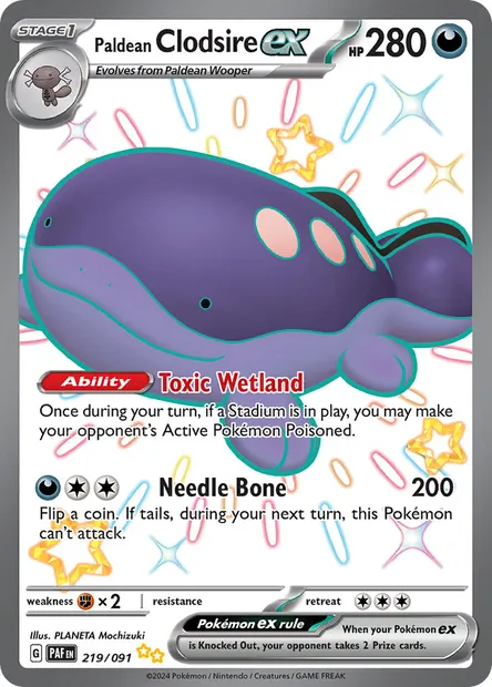 Paldean Clodsire ex, Pokémon card PAF 219 — Paldean Fates set