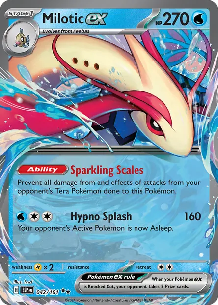Milotic ex, Pokémon card SSP 042 — Surging Sparks set