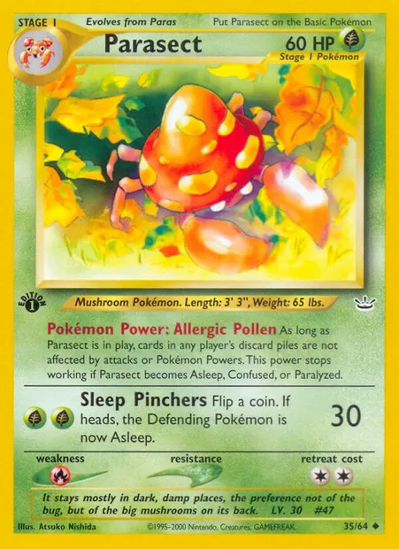 Parasect, Pokémon card NR 35 — Neo Revelation set