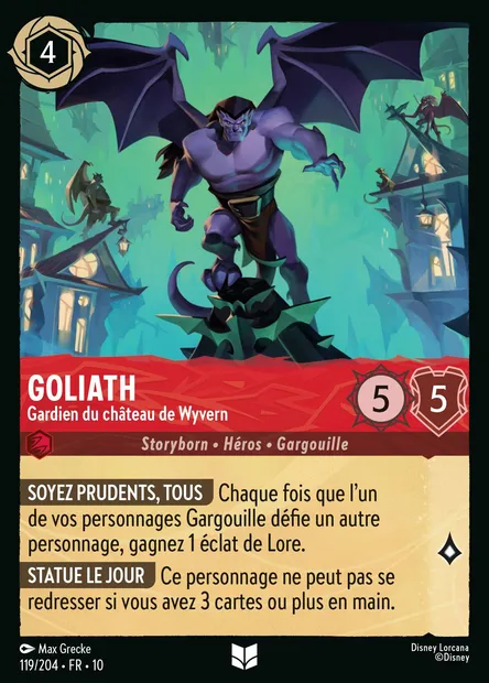 Goliath - Gardien du château de Wyvern, carte Disney Lorcana CH10-119 — extension Lueurs dans les Profondeurs