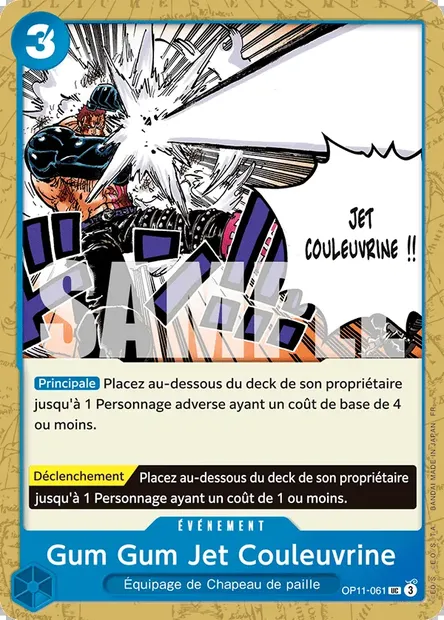 Gum Gum Jet Couleuvrine, carte One Piece OP11-061 — extension DES POINGS VIFS COMME L'ÉCLAIR