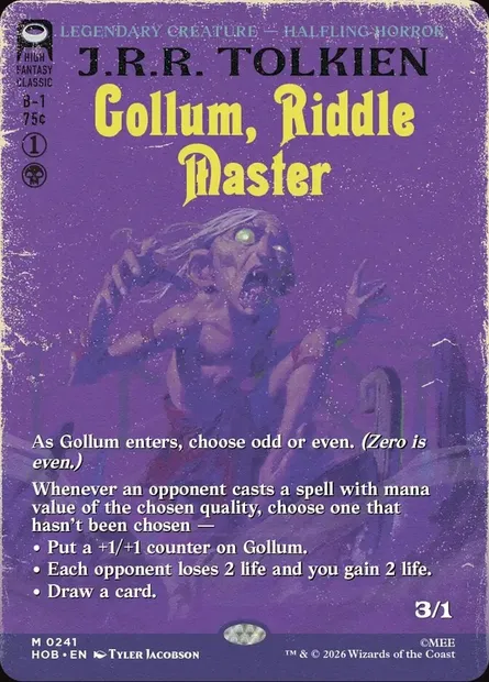 Gollum, Riddle Master, Magic card HOB 241 — The Hobbit set
