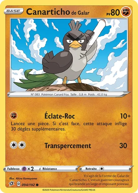 Canarticho de Galar, carte Pokémon RCL 94 — extension Clash des Rebelles
