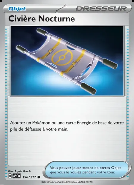 Civière Nocturne, carte Pokémon ASC 196 — extension Héros Transcendants