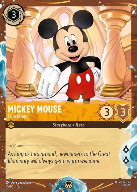 Mickey Mouse - Véritable ami, carte Disney Lorcana P3-010 — extension P3