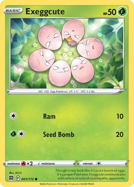 Exeggcute, Pokémon card BRS 001 — Brilliant Stars set