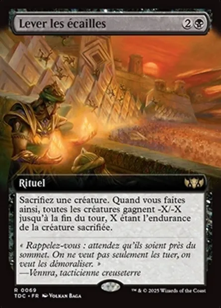 Lever les écailles, carte Magic TDC 69 — extension Tarkir: Dragonstorm Commander