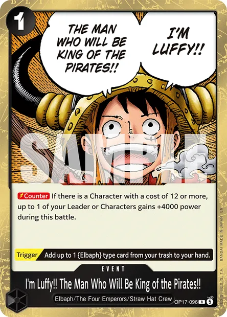I'm Luffy!! The Man Who Will Be King of the Pirates!!, One Piece card OP17-096 — THE WORLD’S STRONGEST WARRIORS set