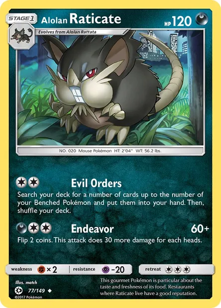 Alolan Raticate, Pokémon card SUM 77 — Sun & Moon set