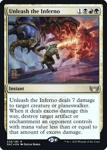 Déchaînement de l'enfer, carte Magic PSNC 229s — extension Streets of New Capenna Promos