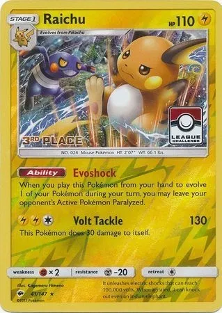 Raichu, carte Pokémon LGP 041-3 — extension League Promos