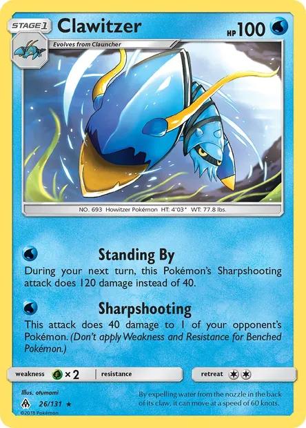 Clawitzer, Pokémon card FLI 26 — Forbidden Light set