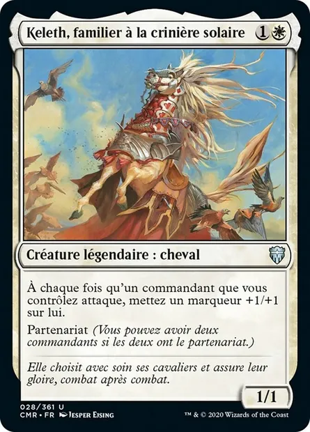 Keleth, familier à la crinière solaire, carte Magic CMR 28 — extension Commander Legends