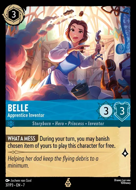 Belle - Apprentice Inventor, Disney Lorcana card P3-037 — P3 set