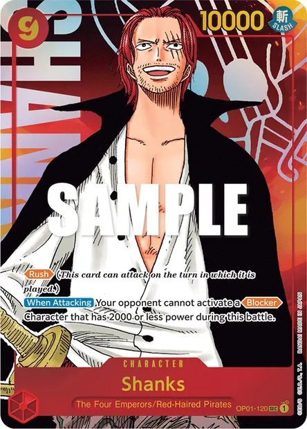 Shanks, One Piece card OP01-120 — ROMANCE DAWN set