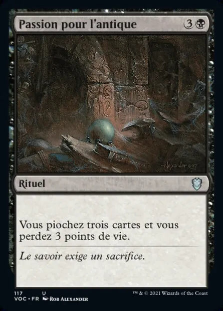 Passion pour l'antique, carte Magic VOC 117 — extension Crimson Vow Commander