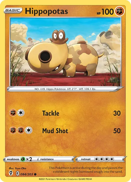 Hippopotas, Pokémon card EVS 84 — Evolving Skies set