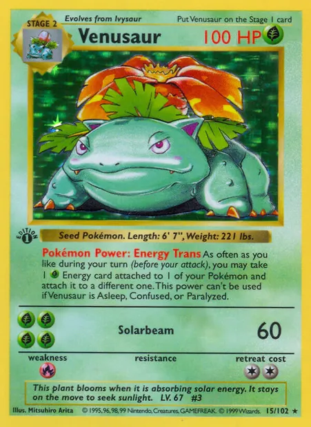 Venusaur, Pokémon card BS 15 — Base Set set