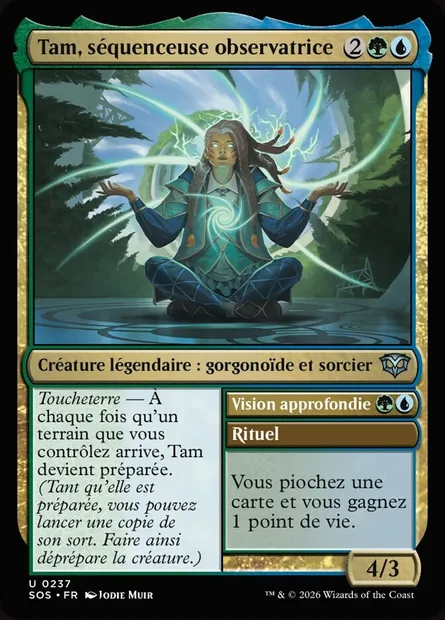 Tam, séquenceuse observatrice // Deep Sight, carte Magic SOS 237 — extension Secrets of Strixhaven