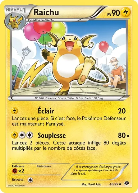 Raichu, carte Pokémon NXD 40 — extension Destinées Futures