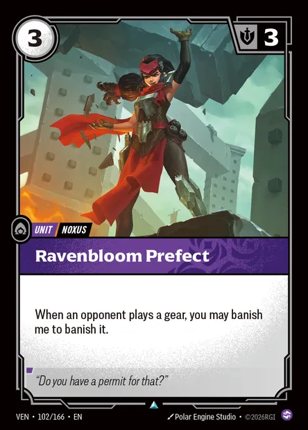 Ravenbloom Prefect, carte Riftbound VEN 102 — extension Vendetta