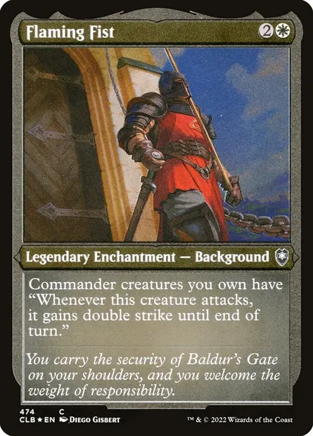 Poing enflammé, carte Magic CLB 474 — extension Commander Légendes : la bataille de la Porte de Baldur