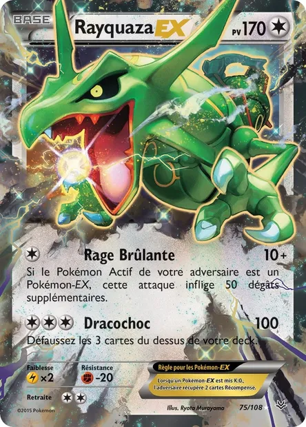 Rayquaza EX, carte Pokémon ROS 75 — extension Ciel Rugissant