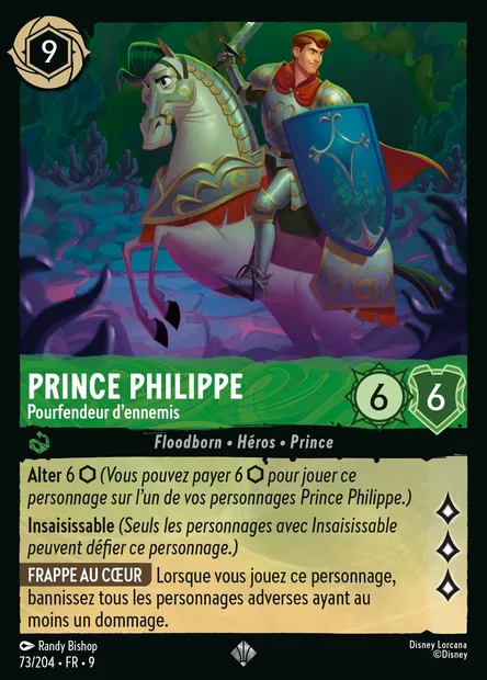 Prince Philippe - Pourfendeur d'ennemis, carte Disney Lorcana CH9-073 — extension Fabuleux