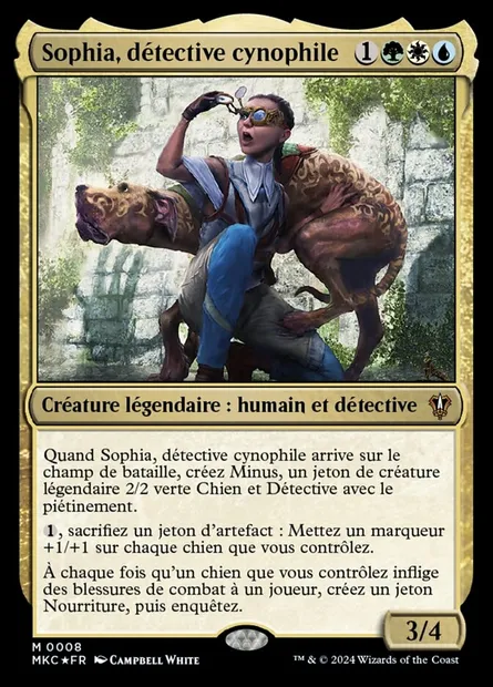 Sophia, détective cynophile, carte Magic MKC 8 — extension Murders at Karlov Manor Commander