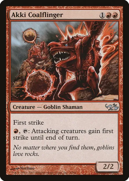 Akki Coalflinger, Magic card DD1 33 — Duel Decks: Elves vs. Goblins set