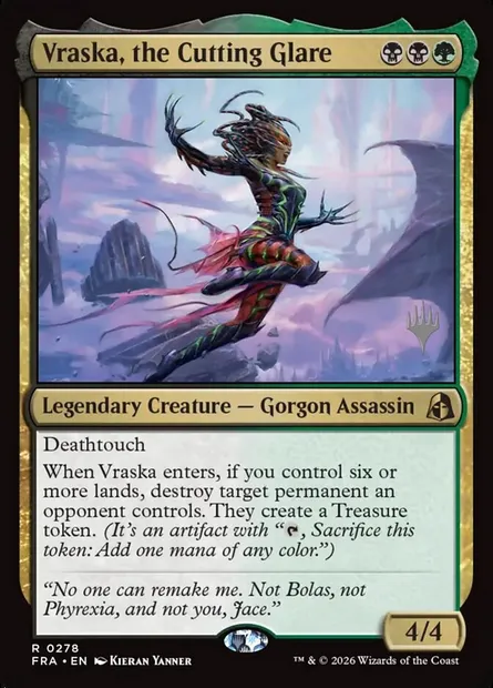 Vraska, le regard tranchant, carte Magic PFRA 278p — extension Reality Fracture Promos