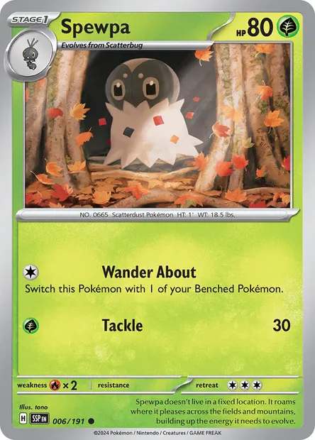 Spewpa, Pokémon card SSP 006 — Surging Sparks set