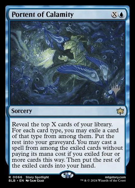 Présage de calamité, carte Magic PBLB 66p — extension Bloomburrow Promos