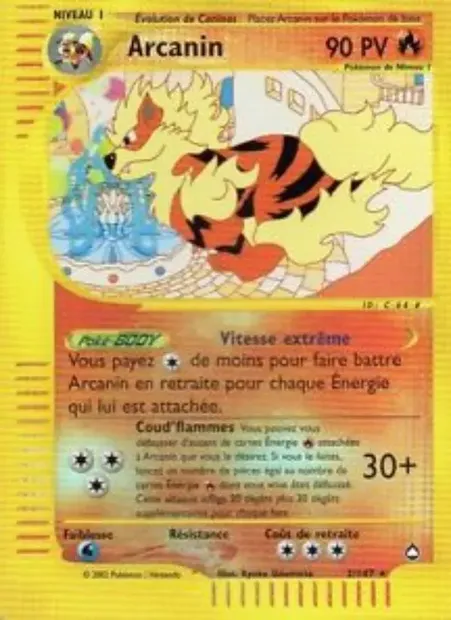 Arcanin, carte Pokémon AQ 2 — extension Aquapolis