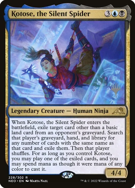 Kotose, the Silent Spider, Magic card PNEO 228p — Kamigawa: Neon Dynasty Promos set