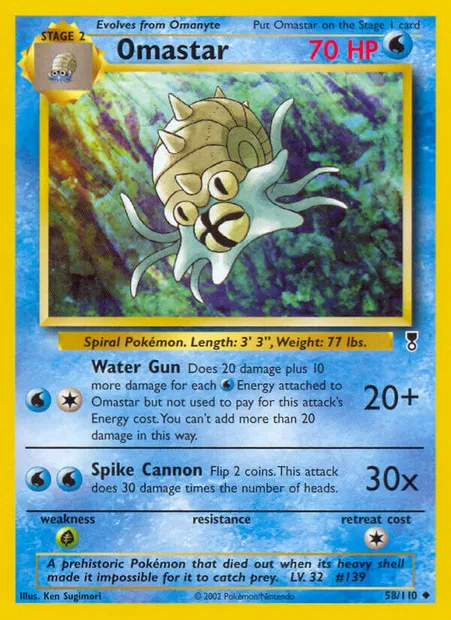 Omastar, Pokémon card LC 58 — Legendary Collection set