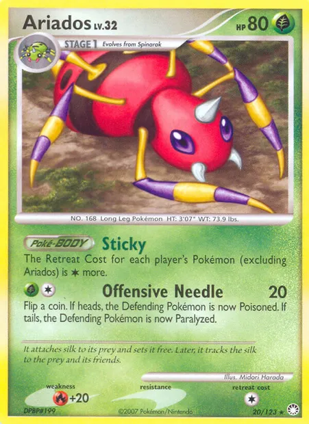 Ariados, Pokémon card MT 20 — Mysterious Treasures set