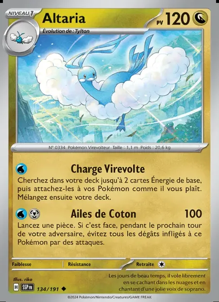 Altaria, carte Pokémon SSP 134 — extension Étincelles Déferlantes