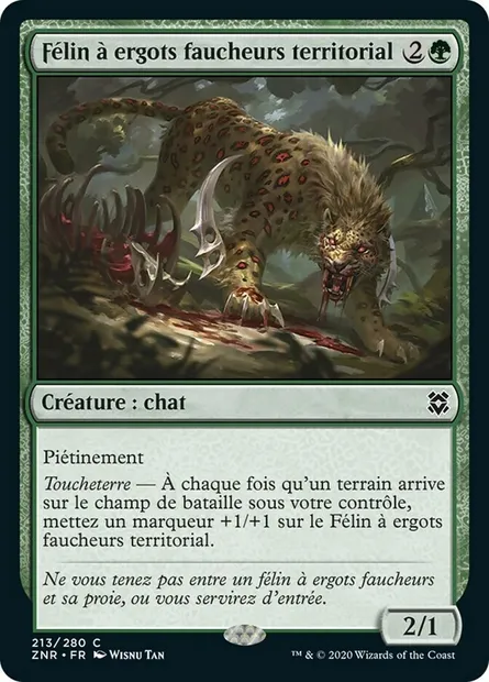 Félin à ergots faucheurs territorial, carte Magic ZNR 213 — extension Renaissance de Zendikar