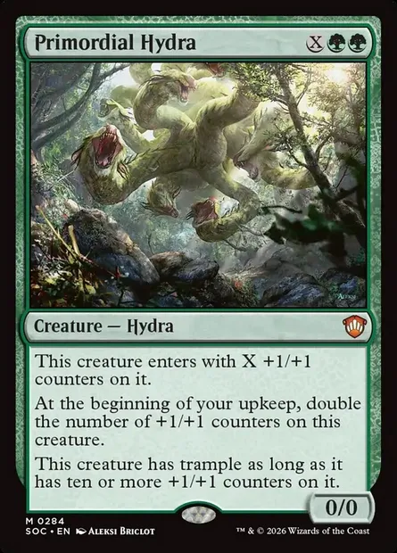 Primordial Hydra, Magic card SOC 284 — Secrets of Strixhaven Commander set
