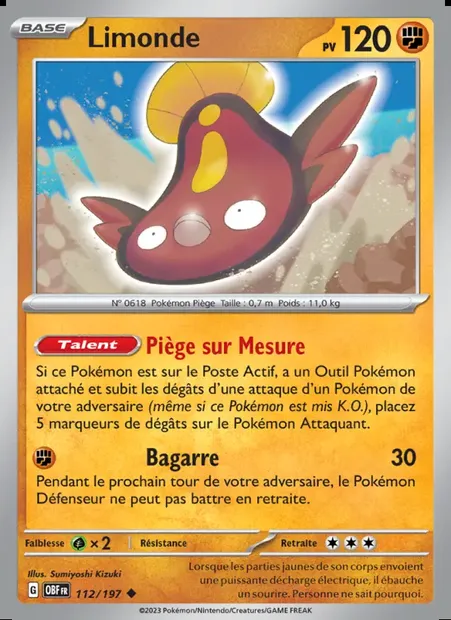 Limonde, carte Pokémon OBF 112 — extension Flammes Obsidiennes