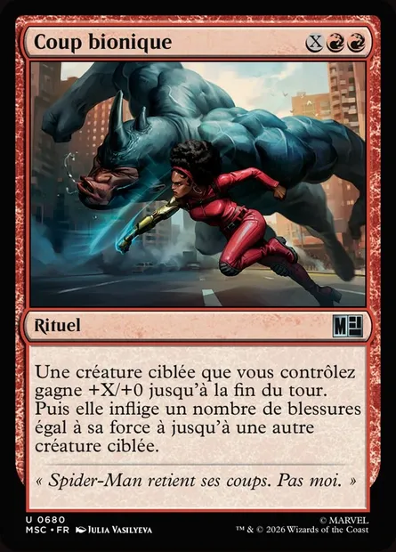 Coup bionique, carte Magic MSC 680 — extension Marvel Super Heroes Commander