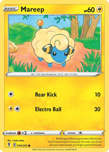 Mareep, Pokémon card EVS 54 — Evolving Skies set