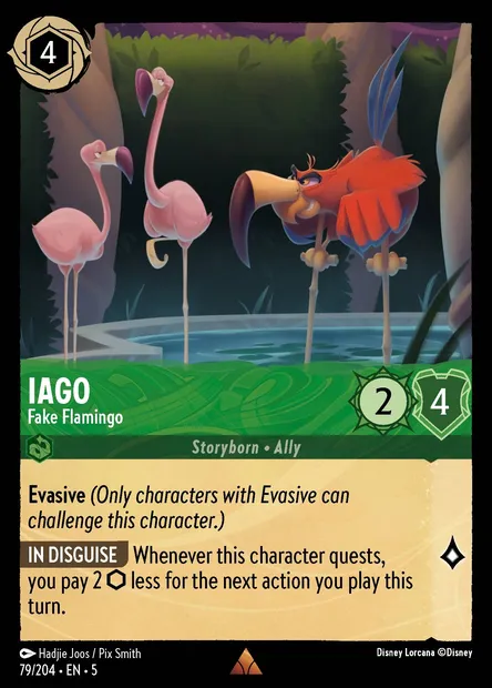 Iago - Fake Flamingo, Disney Lorcana card CH5-079 — Shimmering Skies set