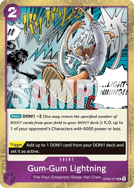 Gum-Gum Lightning, One Piece card OP09-077 — EMPERORS IN THE NEW WORLD set