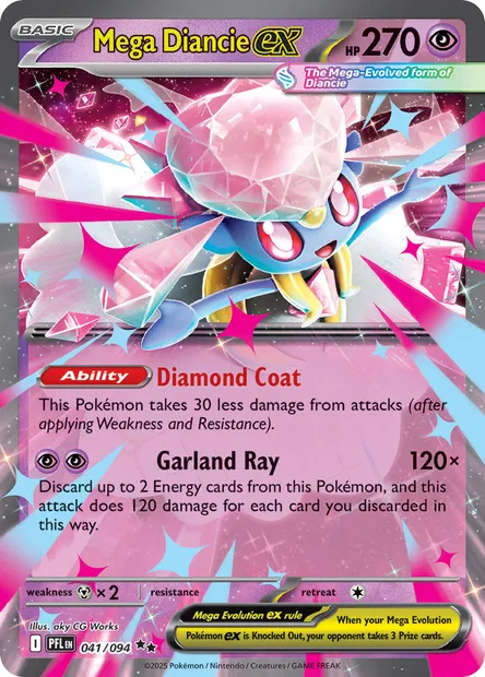 Mega Diancie ex, Pokémon card PFL 041 — Phantasmal Flames set